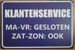 Klantenservice gesloten blauw reclamebord van metaal