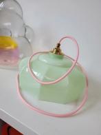 Opaline hanglap vintage lamp groen, Ophalen of Verzenden