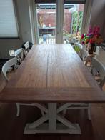 Houten eettafel + 6 stoelen met kussens, Huis en Inrichting, Tafels | Eettafels, Ophalen, Gebruikt, 100 tot 150 cm, 200 cm of meer