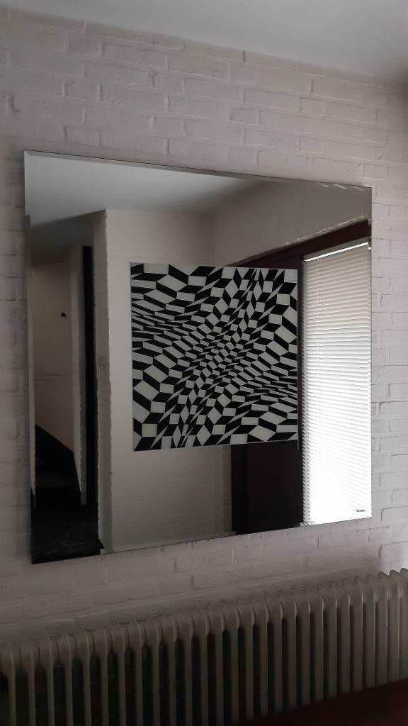 Rimadesio design spiegel, Huis en Inrichting, Woonaccessoires | Spiegels, Zo goed als nieuw, 100 tot 125 cm, 100 tot 150 cm, Vierkant