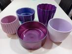 Paars en lila potten 5 stuks., Ophalen of Verzenden, Rond, Minder dan 25 cm