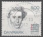 DENEMARKEN 8 Kr. zegel 200e Geb.dag Søren Kierkegaard 2013, Ophalen of Verzenden, Denemarken, Gestempeld