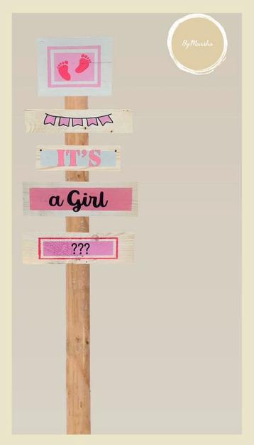 Geboorte bord “girl” beschikbaar voor biedingen