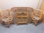 Rotan set. Tafel met 2 stoelen, Huis en Inrichting, Ophalen, 100 tot 150 cm, Glas, .