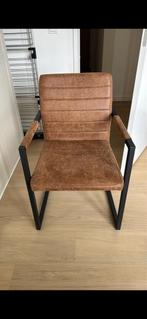 4 Bruine Lederen Eetkamerstoelen, Ophalen, Gebruikt, Bruin, Vier