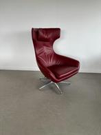 1x Caruzzo PLUS Fauteuil Rood Leer + Nekkussen - Chroom, Huis en Inrichting, Niet ingevuld, 75 tot 100 cm, Ophalen of Verzenden