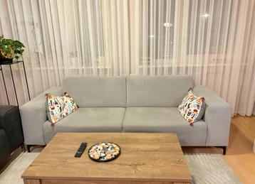 Lichtgrijze tweezitsbank – bijna nieuw, zelf ophalen beschikbaar voor biedingen