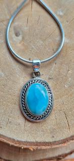 Zilveren kettinghanger met Larimar, Overige voorstellingen, Blauw, Nieuw, Ophalen of Verzenden