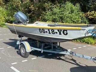 Alucraft platbodem type 1448 & 25pk 4 takt Yamaha & trailer, Watersport en Boten, Vis- en Consoleboten, Zo goed als nieuw, 10 tot 30 pk