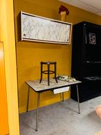 Retro vintage formica tafel met lade marmer look, Ophalen