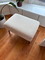 Witte Stoffen Voetenbank / Poef, Ophalen, 75 tot 100 cm, Zo goed als nieuw, Stof