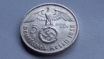 WO2 5 Reichsmark 1938J zilver nazi duitsland., Ophalen of Verzenden, Duitsland, Losse munt, Zilver