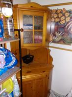 Houten hoekkast met glazen deur, Glas, Ophalen of Verzenden, Landelijk, Gebruikt