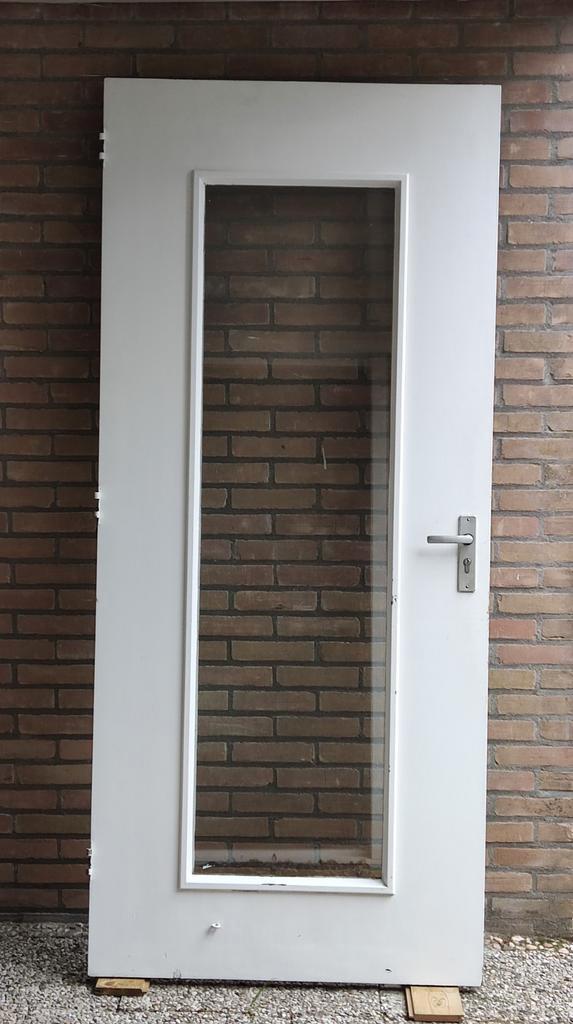 Achterdeur / Buitendeur, hardhout, 211 x 93, Doe-het-zelf en Verbouw, Deuren en Horren, Gebruikt, Buitendeur, 200 tot 215 cm, 80 tot 100 cm