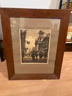 Ets van Jan Sirks uit 1918 in mooie houten lijst, Ophalen of Verzenden