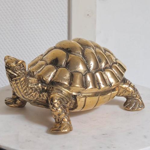 Schildpad messing beeld goud, Antiek en Kunst, Kunst | Beelden en Houtsnijwerken, Ophalen of Verzenden