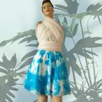 Cirkelrok blauw batik hergebruikt materiaal franjes ibiza, Maude Couture, -, Blauw, -