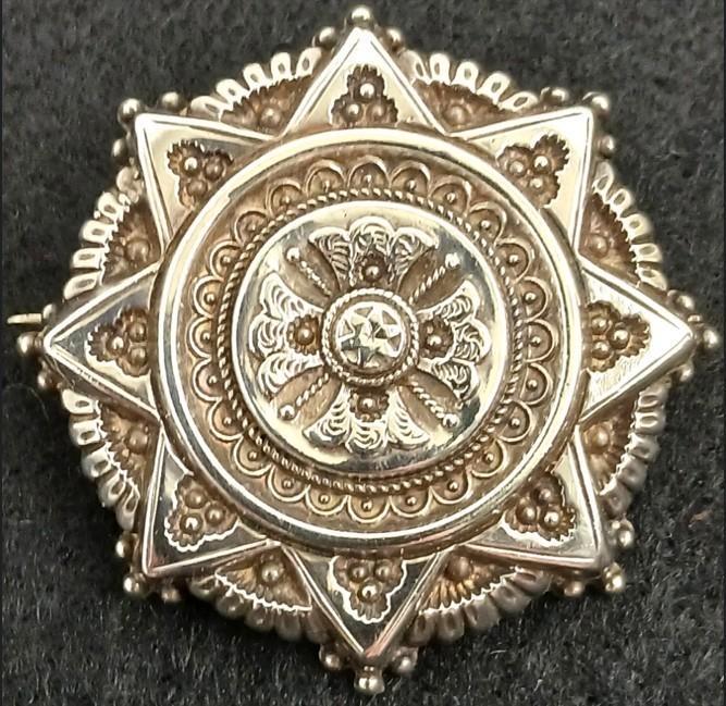 Engelse zilveren sterling broche jaar 1886, Sieraden, Tassen en Uiterlijk, Broches, Gebruikt, Zilver, Zilver, Verzenden
