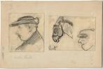 Willy Sluiter krijttekening "Erp. (Drie Profielen)" oplegvel, Antiek en Kunst, Ophalen