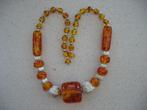 Ketting ✨Kralen✨ Lucite Plastic Amber ✨Zilverklr. Roos, Sieraden, Tassen en Uiterlijk, Antieke sieraden, Ophalen of Verzenden