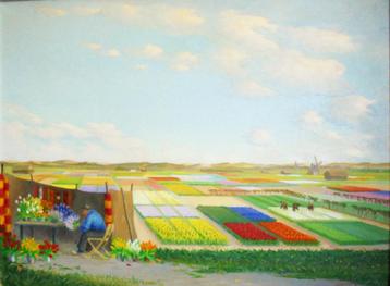 Dirk Smorenberg.1883-1960.Tulpenbollen velden.Groot en Uniek beschikbaar voor biedingen