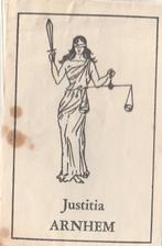 Justitia Arnhem - blinddoek zwaard weegschaal rechter, Ophalen of Verzenden