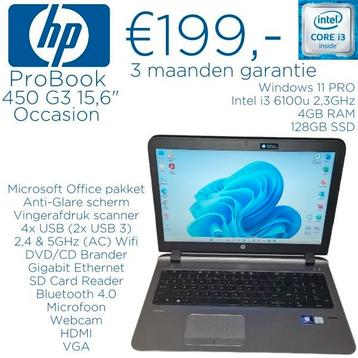 HP ProBook 450 G3 i3 6100u SSD Windows 11 Office 2021 + Accu