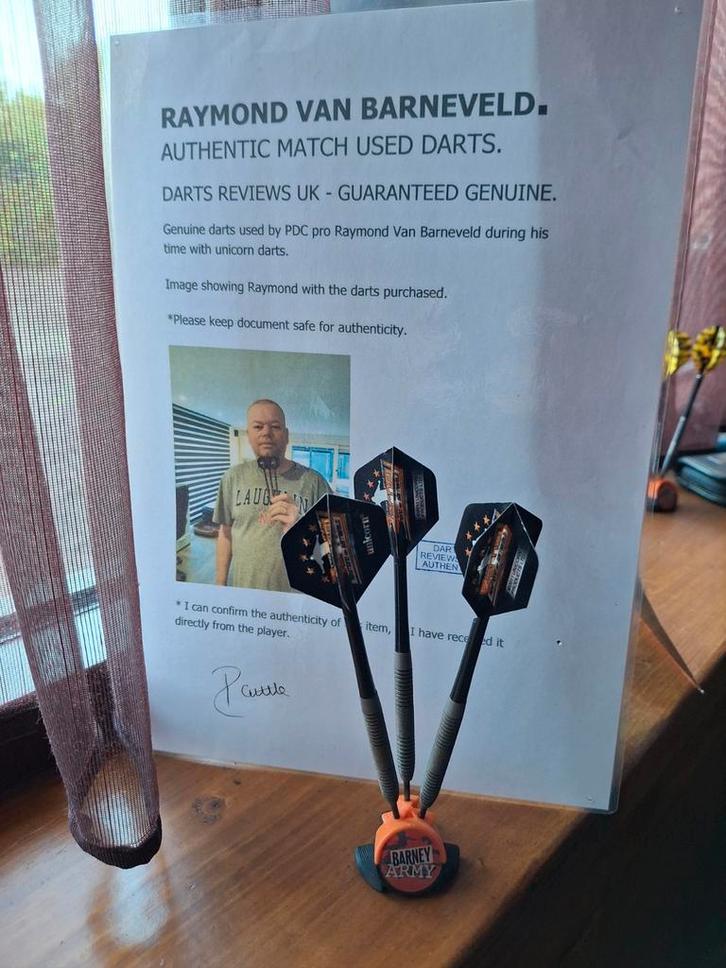 Raymond van Barneveld Match used Darts, Sport en Fitness, Darts, Gebruikt, Pijlen, Ophalen of Verzenden