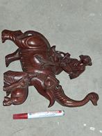 Houten olifant met jong en berijder, Azië, Antiek en Kunst, Ophalen of Verzenden
