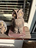 Stenen sierdieren Uil en Egel, Ophalen, Gebruikt, Steen