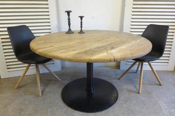 Prachtige zwarte ronde eiken eettafel 130 cm beschikbaar voor biedingen