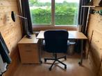 Verrijdbare bureau’s met bijpassend bureaukast en stoel, Ophalen, Met wielen, Gebruikt, Bureau
