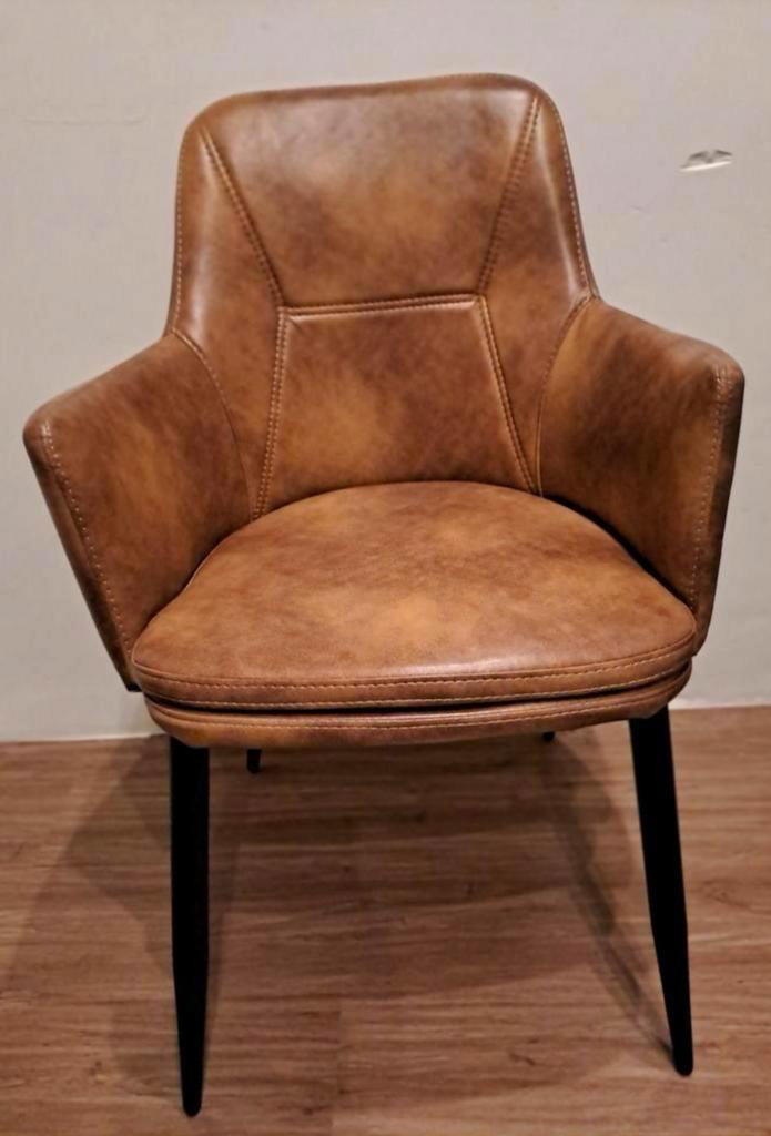 NIEUW 2 eetkamer stoelen met armleuning cognac SPOTPRIJS!!!, Huis en Inrichting, Stoelen, Nieuw, Twee, Bruin, Ophalen of Verzenden