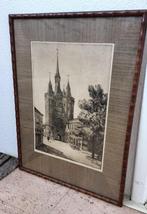Ets Willem Witjens stadsgezicht Sassenpoort 1930 Zwolle, Antiek en Kunst, Kunst | Etsen en Gravures, Ophalen of Verzenden