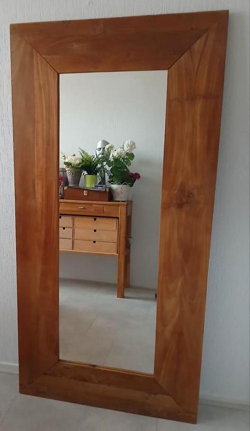 Teakhouten spiegel met brede lijst, Huis en Inrichting, Woonaccessoires | Spiegels, Zo goed als nieuw, 75 tot 100 cm, 100 tot 150 cm