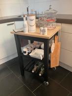 Keukentrolley Werkbank Black & Wood & Flessenrek Trolley, Ophalen of Verzenden, Zo goed als nieuw