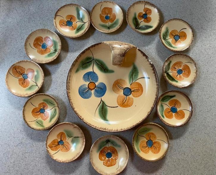~.~ Elsterwerda bonbonschaal met 12 kleine schoteltjes ~.~, Antiek en Kunst, Antiek | Servies los, Ophalen of Verzenden