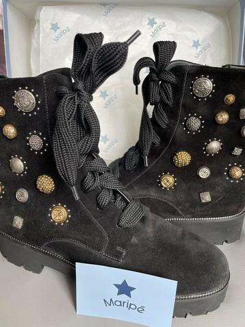 NIEUW met doos Maripe Boots Suède Leer Zwart Maat 40 beschikbaar voor biedingen