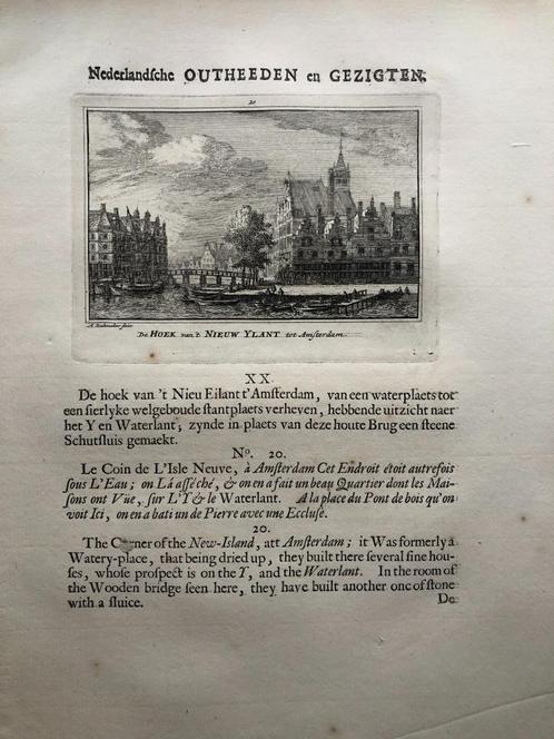 020 / Amsterdam Westerhoek van Nieuwe Waals Eiland 1725, Antiek en Kunst, Kunst | Etsen en Gravures, Ophalen of Verzenden