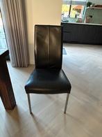 Eetkamerstoelen leer 6 stuks gebruikt, Huis en Inrichting, Ophalen, Gebruikt, Zwart, Leer