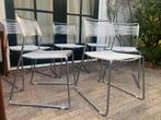 Ikea Melker 6x eetkamerstoelen stapelbaar wit + grijs frame, Vijf, Zes of meer stoelen, Grijs, Kunststof, Gebruikt