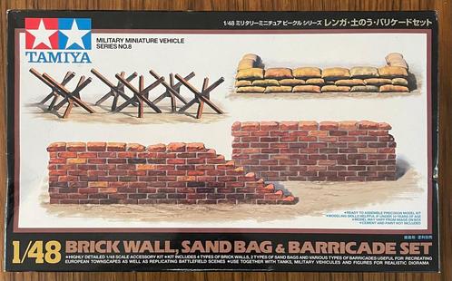 Tamiya bouwdoos Brick Wall, Sandbag & Barricade set 1:48, Hobby en Vrije tijd, Modelbouw | Figuren en Diorama's, Nieuw, 1:35 tot 1:50