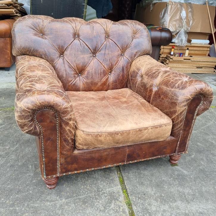 Chesterfield XL Lounge chair/ fauteuil + BEZORGING GRATIS, Huis en Inrichting, Fauteuils, Gebruikt, 75 tot 100 cm, Ophalen of Verzenden