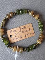 596 edelsteen armband met Jade en gele kwarts 8x5mm, Overige kleuren, Nieuw, Ophalen of Verzenden, Elastiek