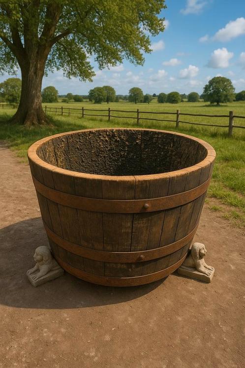 Whiskyvat bloembak plantenbak wijnvat eiken vat boombak, Tuin en Terras, Bloembakken en Plantenbakken, Nieuw, Hout, Binnen, Balkon