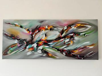 Modern abstracte schilderij 95x40 cm Kleurrijk en dynamisch beschikbaar voor biedingen