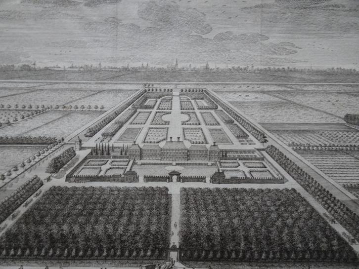 Gravure Huis van Nieuwburg Rijswijk, vrede getekend, 1757, Antiek en Kunst, Kunst | Etsen en Gravures, Verzenden