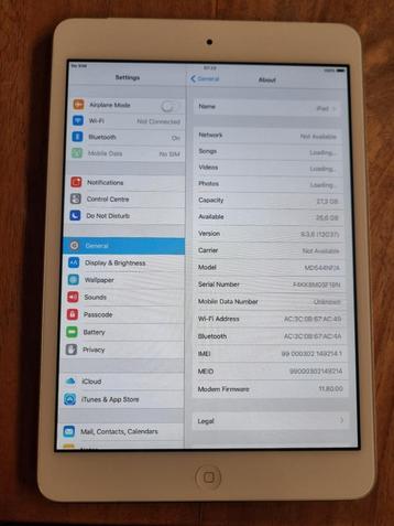 Apple iPad Mini Wifi + 4G LTE A1455 Wit 32GB beschikbaar voor biedingen