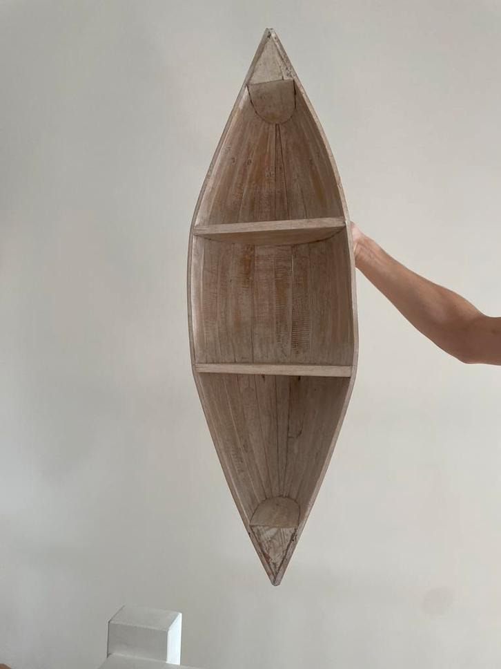 Houten wanddecoratie - boot met planken, Huis en Inrichting, Woonaccessoires | Wanddecoraties, Zo goed als nieuw, Ophalen