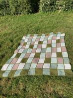 Gehaakte deken - Groen, Wit, Beige, Huis en Inrichting, 100 tot 150 cm, Wit, Vierkant, Ophalen of Verzenden